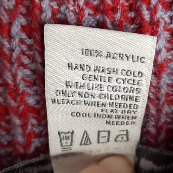 American Rag Sweater Womens Large Red & Light Purple Oversized Comfy Winter - Picture 5 of 5